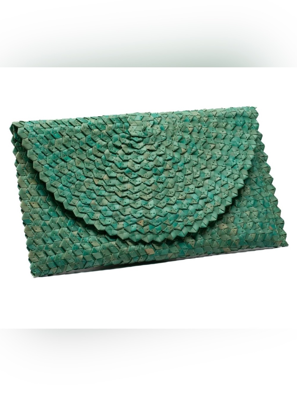 Poppy + Sage Lizzie Handwoven Grass Straw Turquoise Clutch Bag